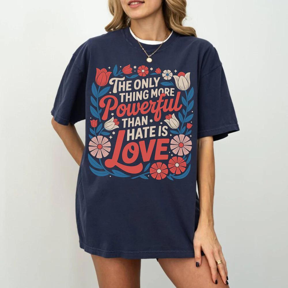 

2026 Summer Womens Floral Positive Quote Print TShirt Unisex Cotton and Breathable Short Sleeve Oversized Loose Casual 4XL