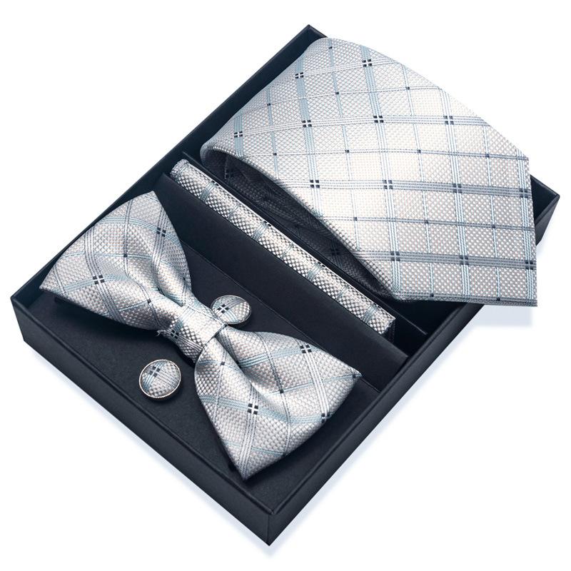 Set de 6 piezas, Corbata de Vestir de Negocios 8 cm Corbata para Hombre Set de Pajarita Caja de Regalo.