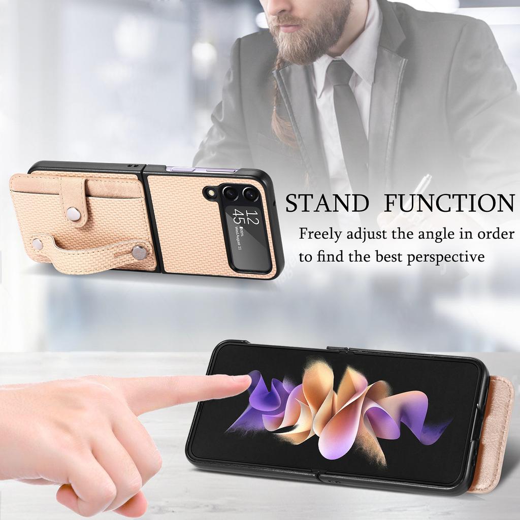 Anti -Dust Carbon Fiber Wallet Case For Samsung Galaxy Z Flip 4 5 5g Flip4 Flip3 Flip5 Flip 3 Zflip5 Shockproof Card Holder