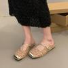Flat Heel Bag Head Mary Jane Cool Slippers Women's 2025 New Sequined Buling Temperament Sandals with Skirt Half Slippers