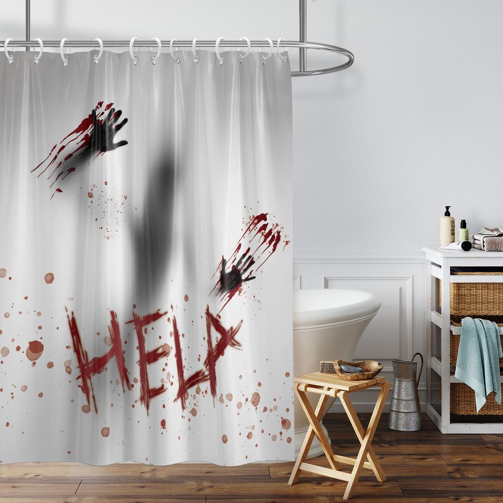 1 Piece 180X180Cm Abstract Human Lifesaving Halloween Themed Shower Curtain Partition Bathroom Waterproof And Mildew Proof