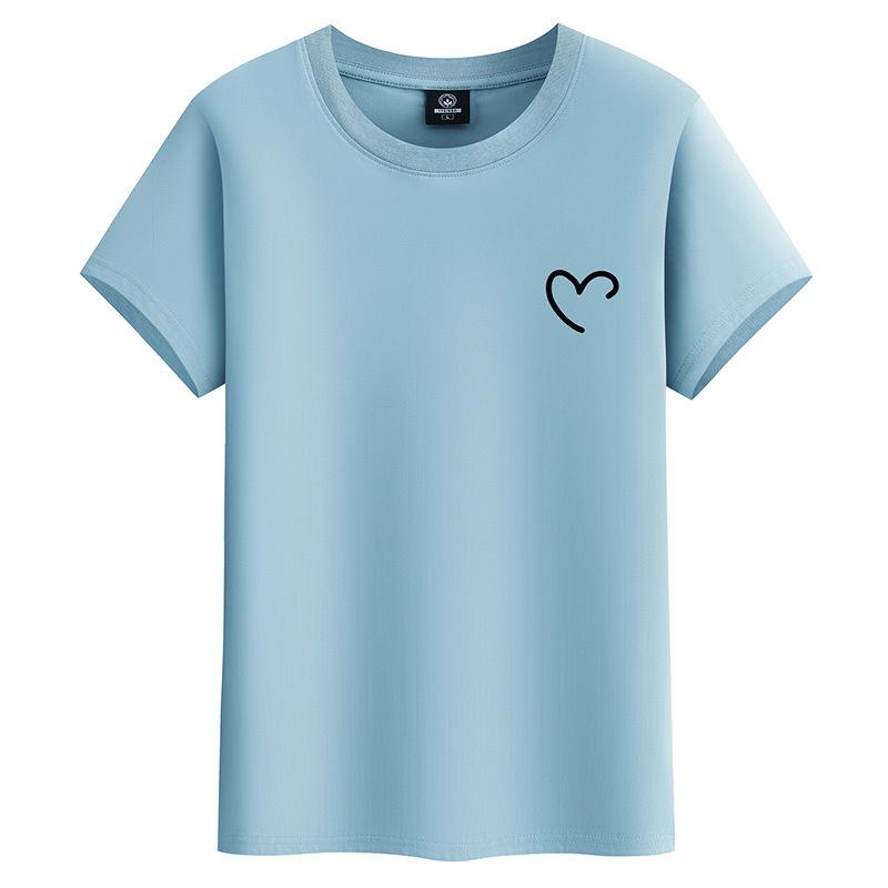 Heart Shape M-6XL Pure Cotton Mens Short-sleeved T-shirt Round Neck Boy Casual Tee Shirt