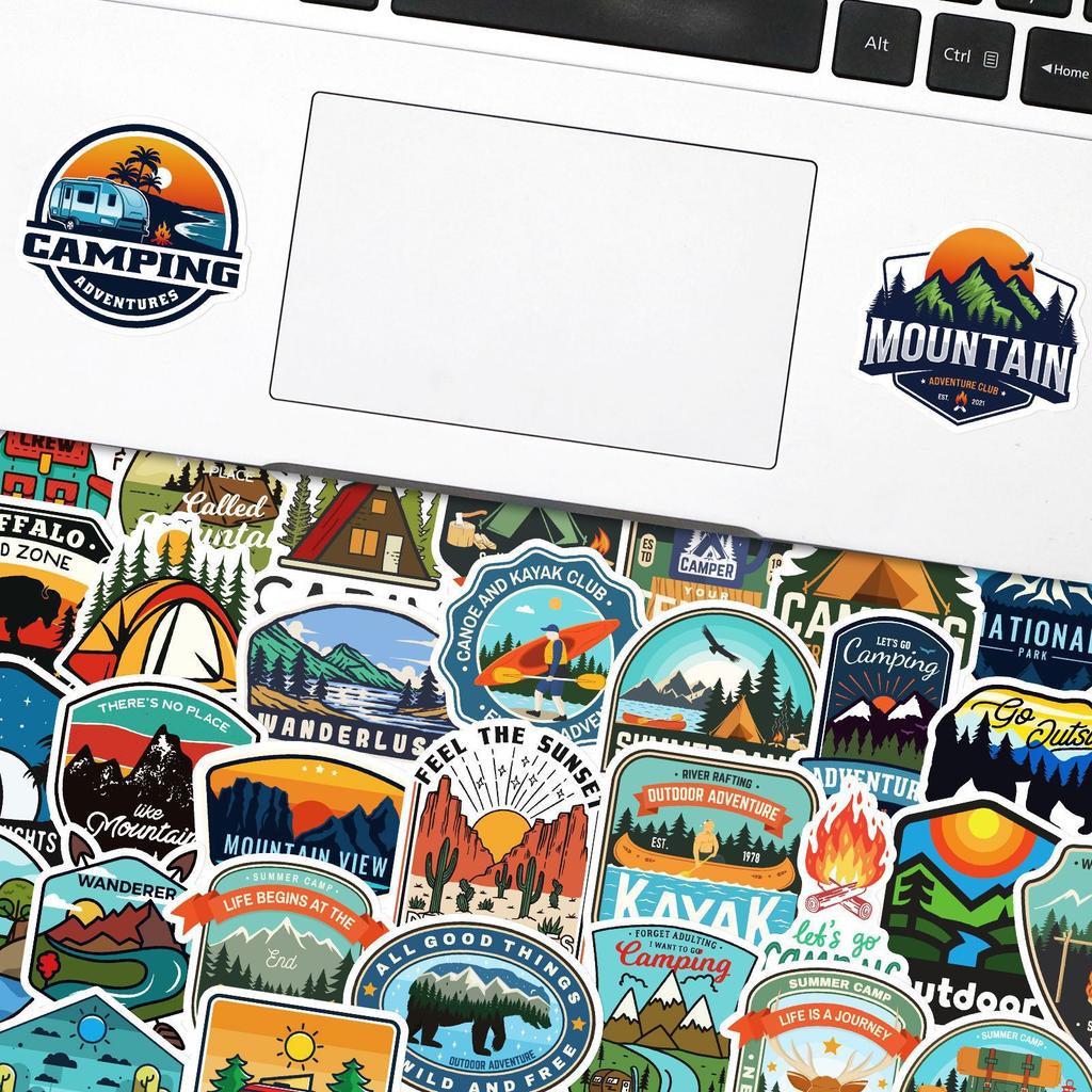 50 Outdoor Stickers, Car Skateboard Cartoon Travel Adventure Stickers Scene Travel Trolley Case Stickers
