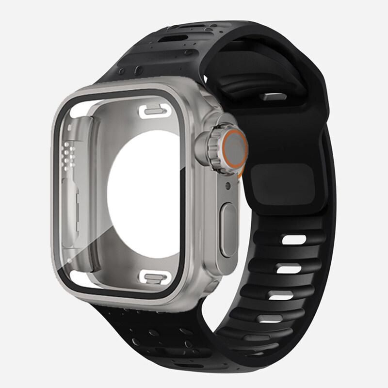 360 Waterproof Case+Silicone Strap for Apple Watch 9 8 7 Band Appearance Upgrade Ultra 49mm Iwatch Series 8 7 6 SE 5 4 3 2 1