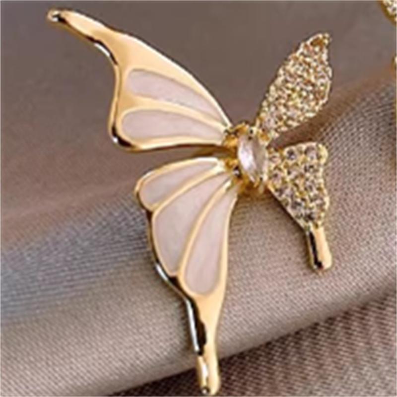 Elegant Zircon Butterfly Stud Earrings For Women Autumn Winter Fashion Jewelry Gift Sweet Metal Luxury