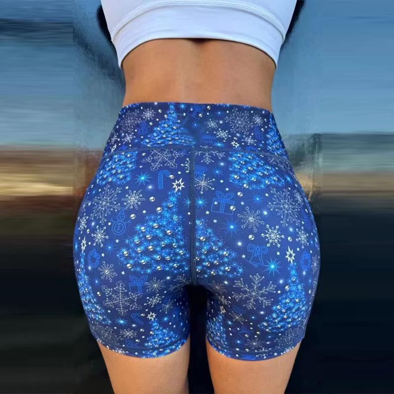 Women's High-Waist Yoga Shorts with European & American Cartoon Print