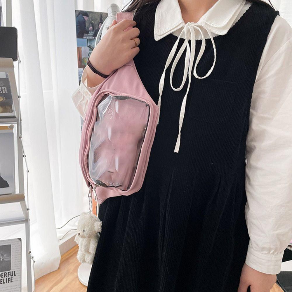 Japanese Large Capacity Transparent Itabag Purses Casual Belt Pouch Y2K Chest Bag Crossbody Bag Travel