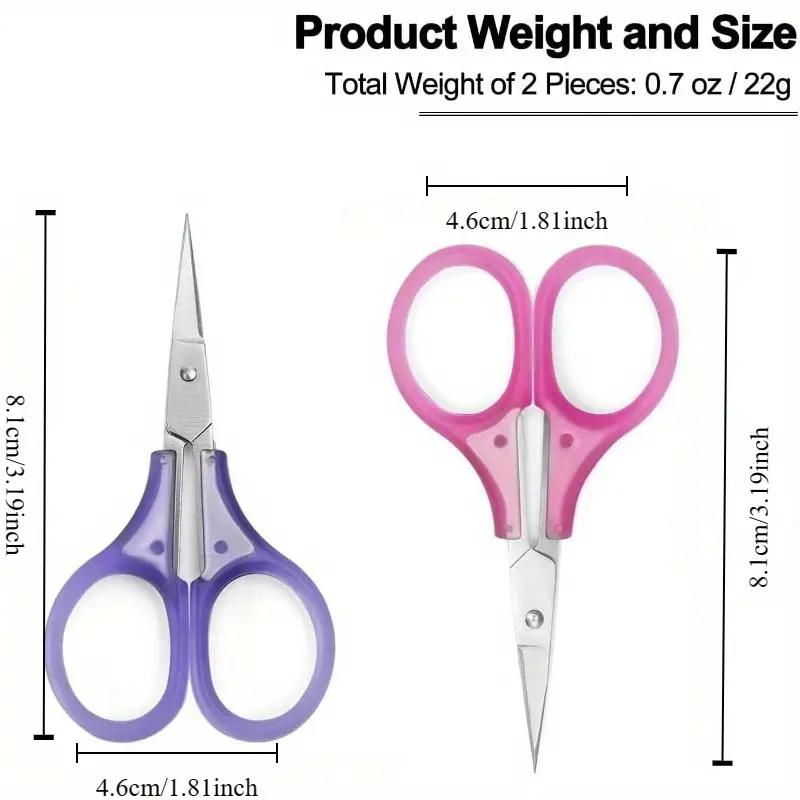 Set de 4 tijeras de precisión para manualidades-Acero inoxidable, Diseño compacto con cubierta protectora para costura, bordado, corte de papel