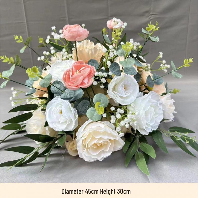 Artificial Flower Column Wedding Decorations with Car Delivery Ceremony and Roman Style Welcome Board
