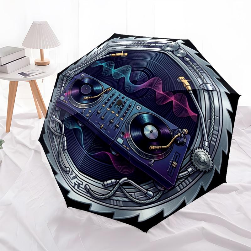 DJ Gear Harmony pattern umbrella, portable and foldable design, 8 ribs, a casual accessory for Halloween, Christmas, and birthday gifts.