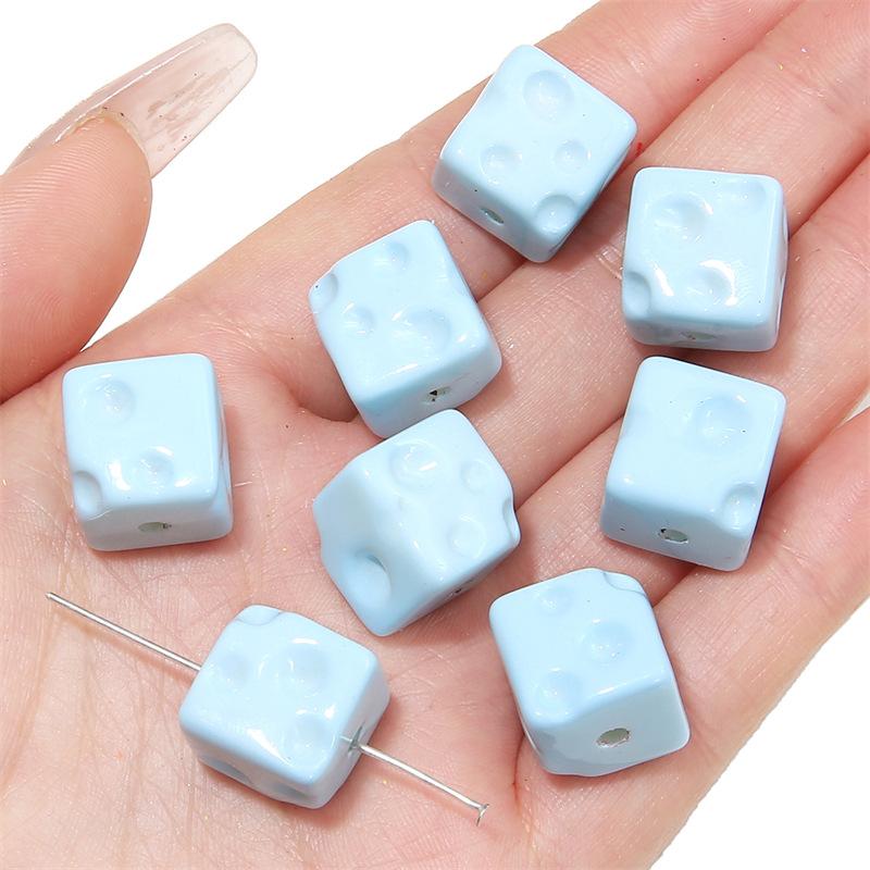 Handgefertigte Armbandperlen, Acryl, farbig plattiert, Handykettenperlen, Käse-Quadratperlen, handgefertigt, DIY-Handschnur, bunter Anhänger, Schmuckzubehör