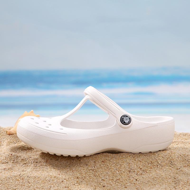 

Женские сандалии Ma Lizhen на нескользящей платформе, мода 2021 года, пляжная обувь на толстой подошве W7=37-38 белый