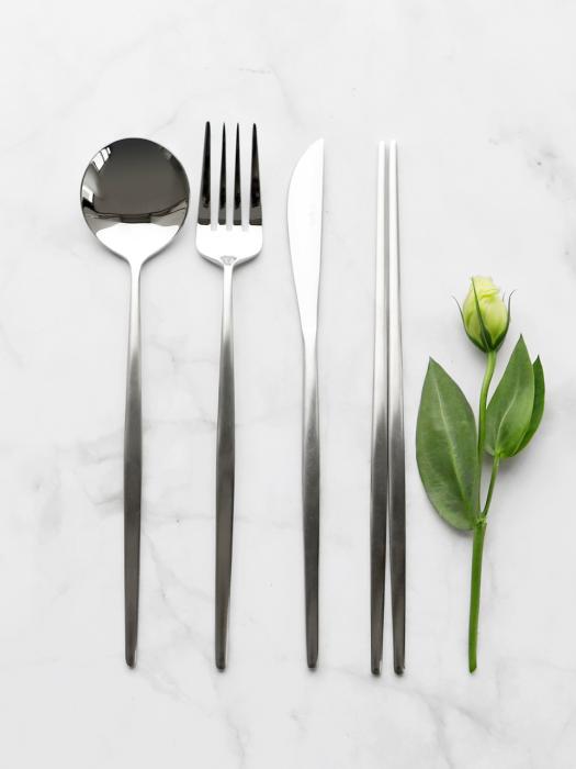 Surfinia More Silver Cutlery Dinner 4-Piece Set single type