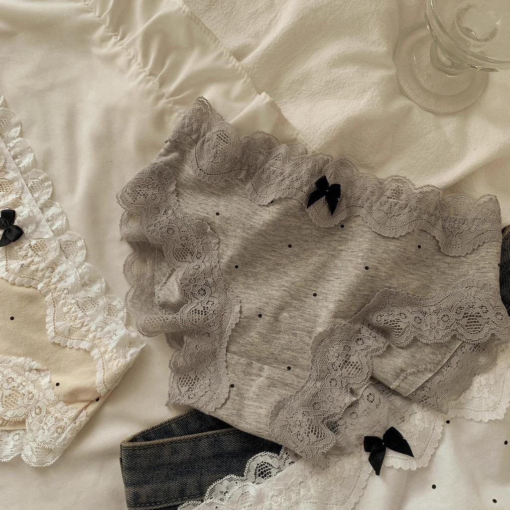 French Retro Lace-Trimmed All-Cotton Antibacterial Women's Triangle Briefs