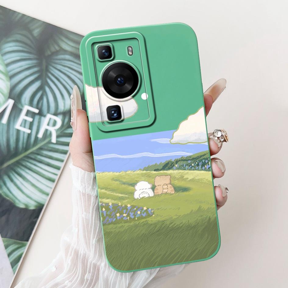 For Huawei P60 Pro Case MNA-LX9 Shockproof Cover Cute Cartoon Square Lens Protection Bumper For Huawei P60 Art P 60 P60Pro Funda