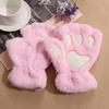 14Colors Girl Warm Lovely Winter Plush Gloves Fingerless Bear Cat Paw
