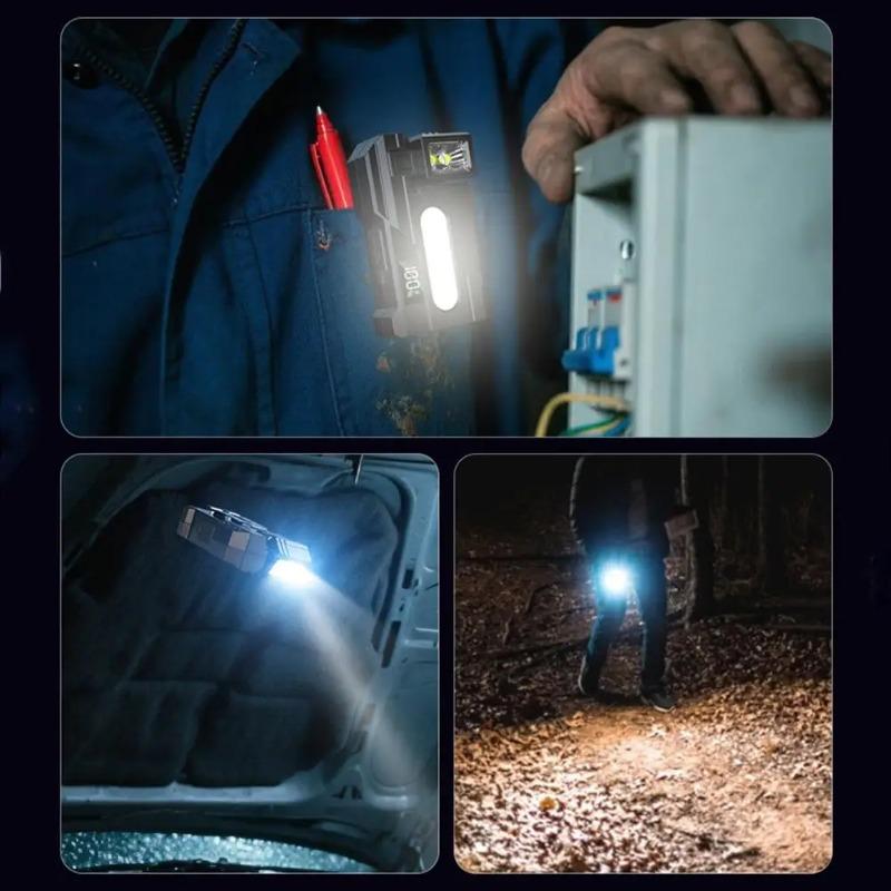 MultiFunction Portable Work Light EDC Flashlight With Charging Cable Portable Pocket Mini Light Double Light For Outdoor Camping