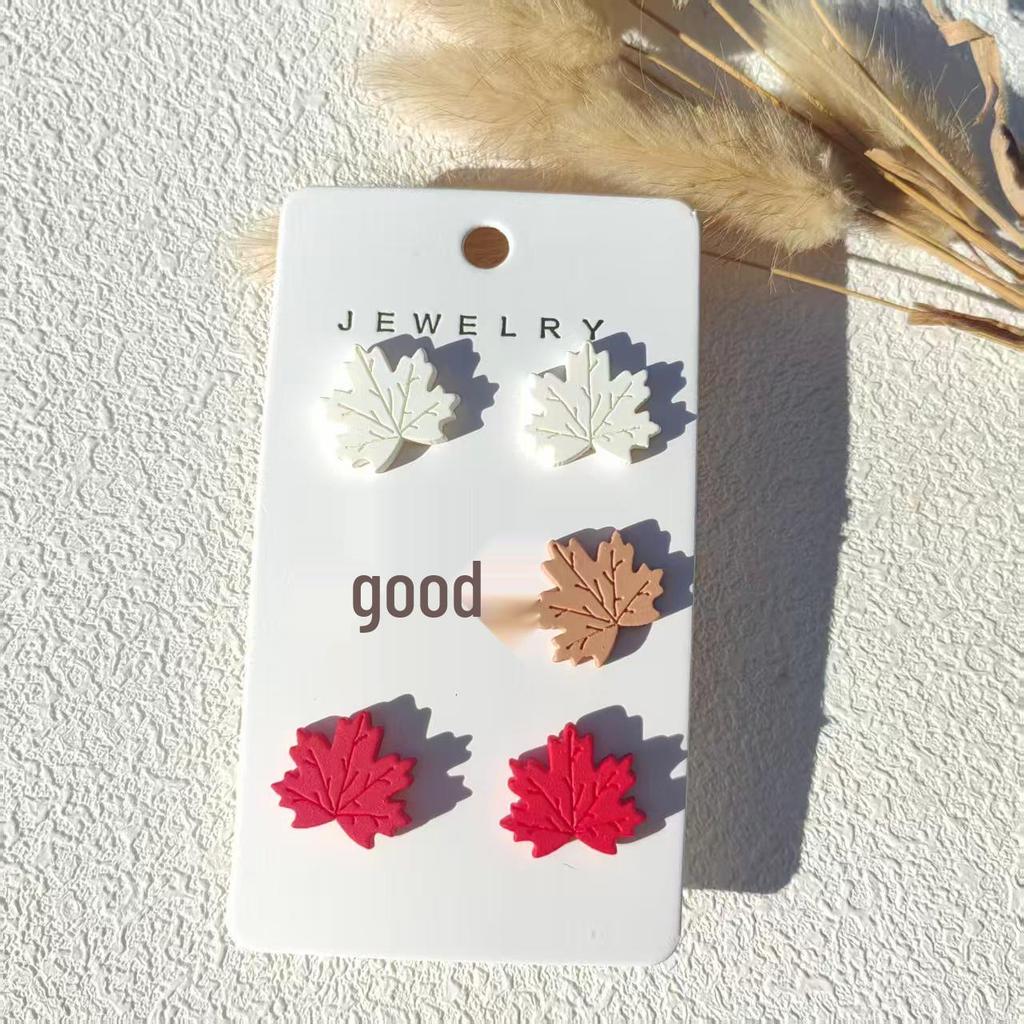 Maple Leaf Color Block Soft-Touch Halloween Spray Paint Earrings Set