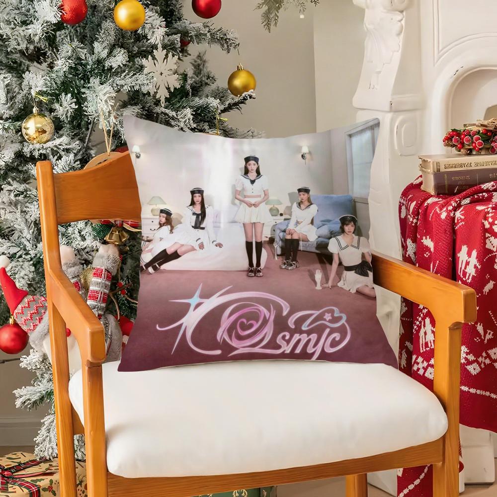 

R-red V-velvet girl group album Pillow Case Silky Short Plush with Invisible Zipper Dustproof Sofa Cushion Cover for Home Decor 12x12Inch
