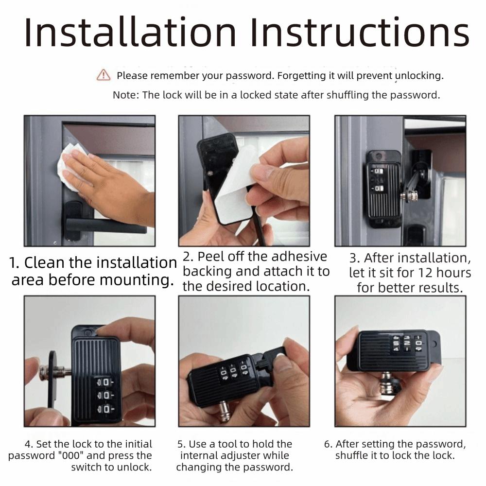 Self-adhesive Digital Password Lock Strong Fixation Coded Lock System  Window Security