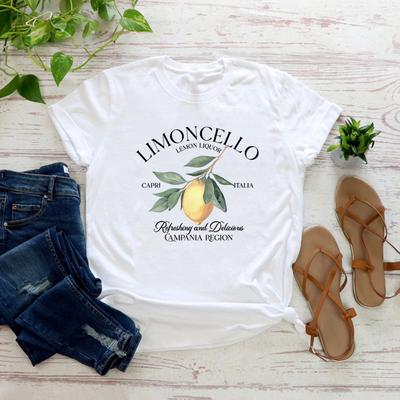 Limoncello T-Shirt Lemon Graphic T Shirts Short Sleeve Women Tshirt Italian Summer Tee Gift for Lemon Lovers Italy Vacation Tops