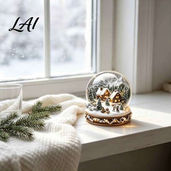 Lightweight Acrylic Holiday Gift Christmas Crystal Ball Figurine 2D Winter Cottage Carousel Transparent Igloo Ornament Tabletop Ornaments for