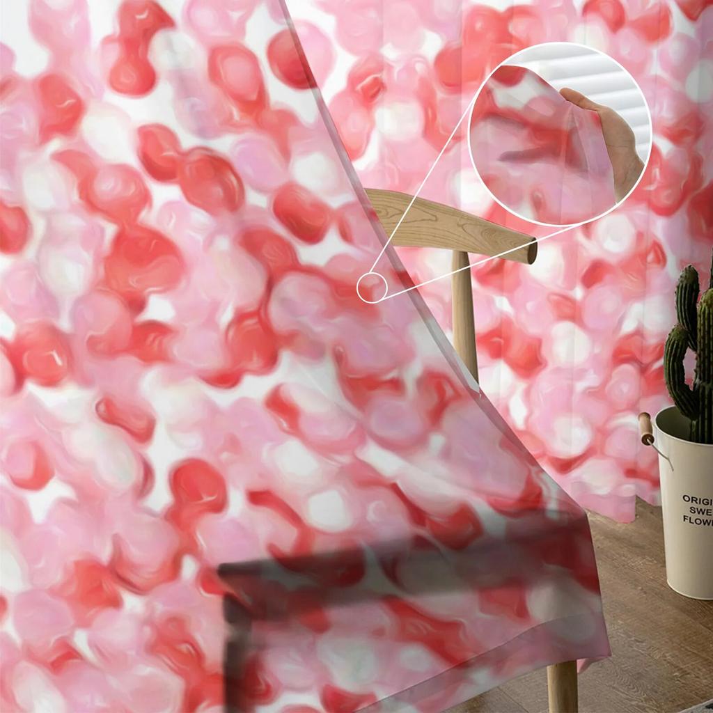 Bubble Balloon Pink Tulle Curtains Living Room Kitchen Chiffon Curtain Bedroom Balcony Sheer Curtain Fashion Home Decor