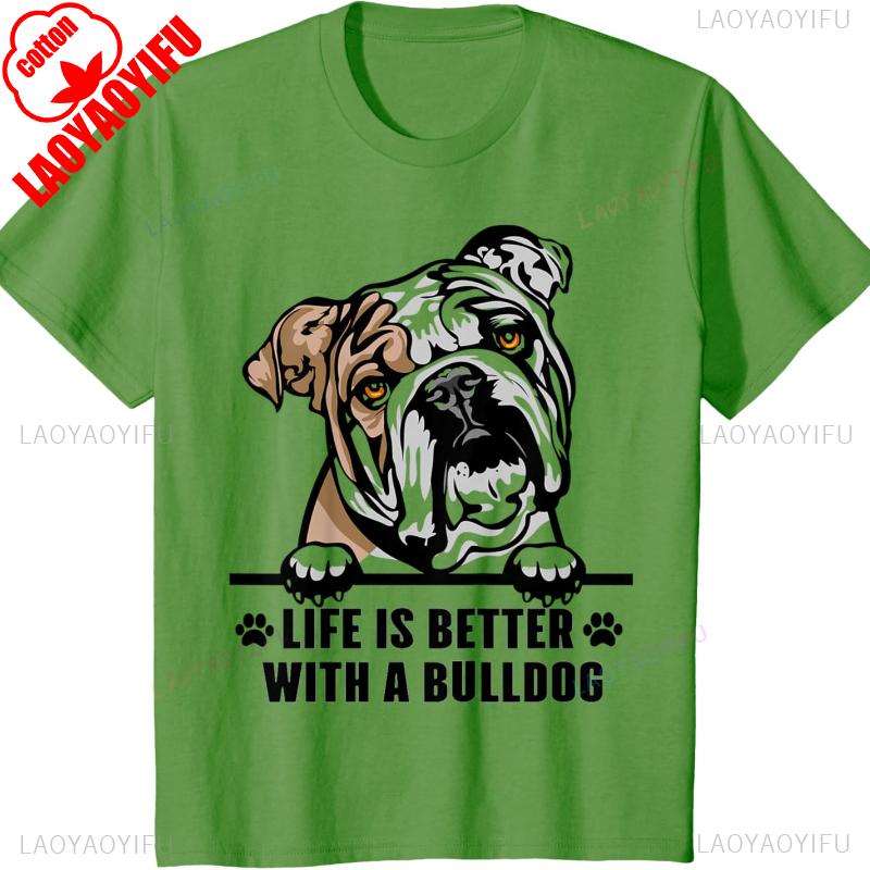 Bulldog Dad Funny English Bulldog Lover Gift TShirt Harajuku Shirts for Clothing Graphic T Shirts Aesthetic Clothes Tops Unisex