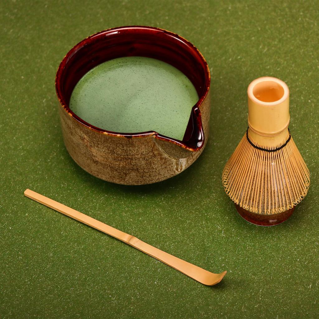DiDiBirDi Matcha Bowl Set, 4-Piece Tea Ceremony Set, Includes Matcha Bowl, Matcha Whisk Stand, Matcha Bamboo Scoop, and Traditional Bamboo Chasen, a
