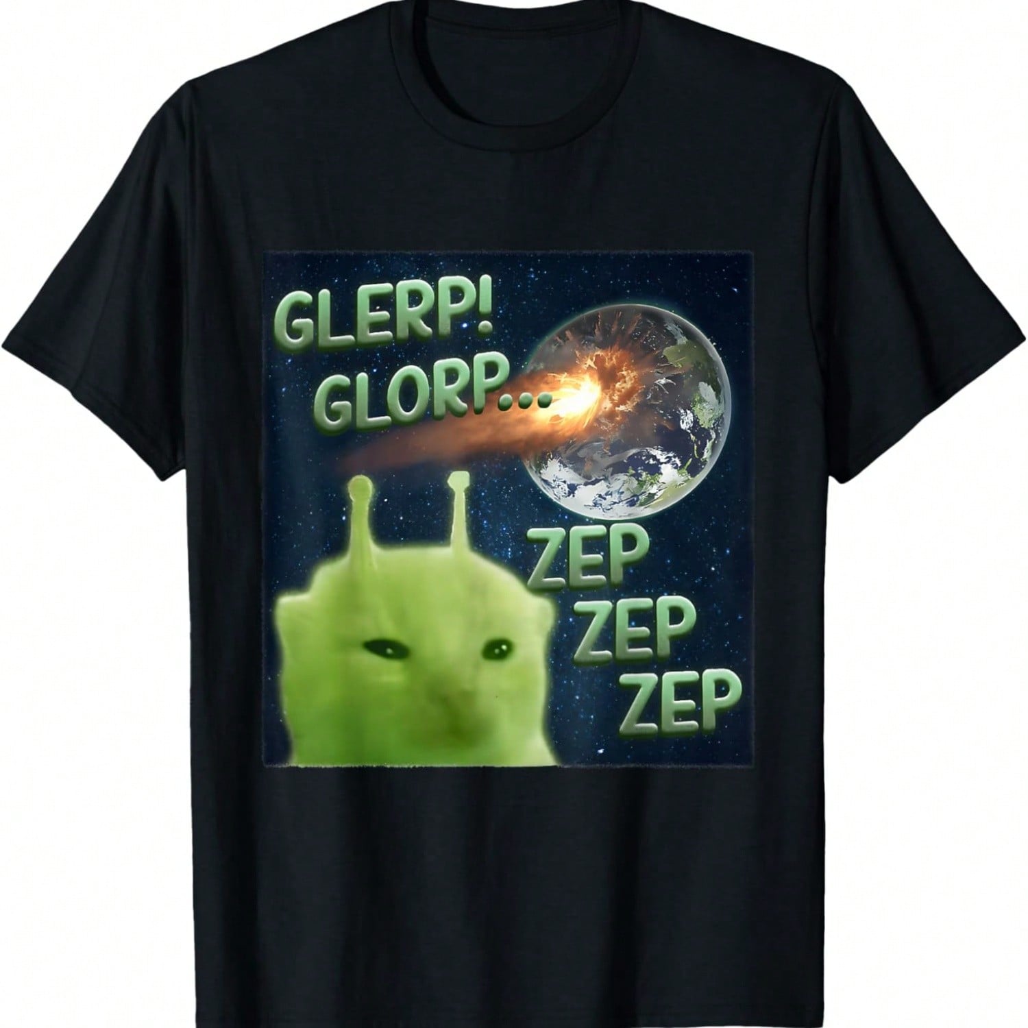 Glerp Glorp Funny Alien Cat Meme Weird Humor Silly Cat Lover T-Shirt S разноцветный