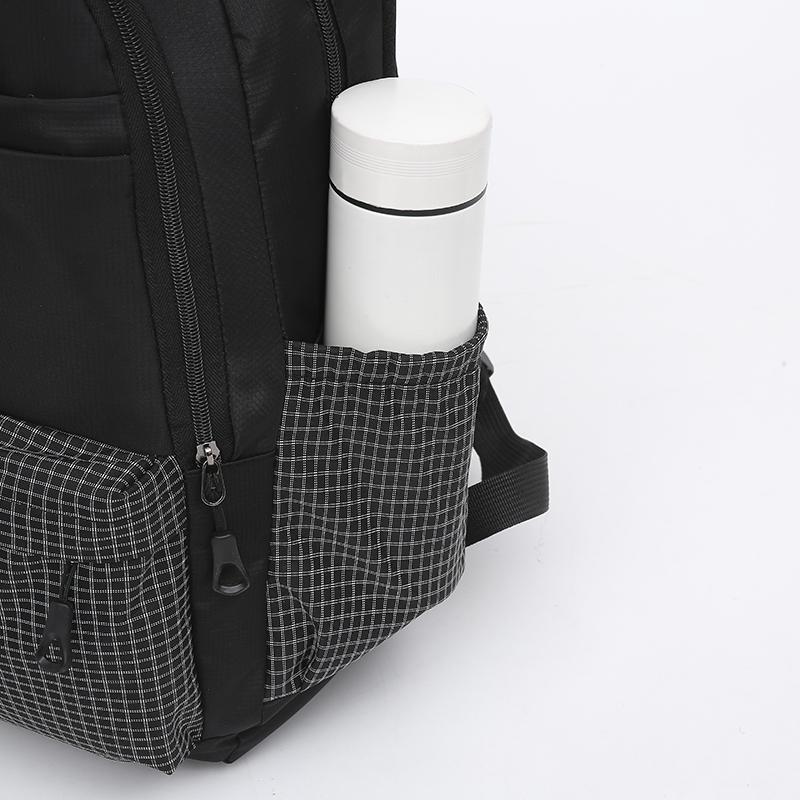 Unisex Plaid Nylon Backpack Set with Shoulder Bag and Pencil Case School Bag