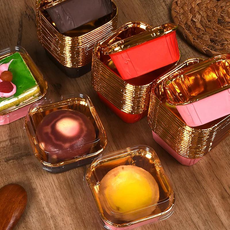 50Pcs 6.5x3.5cm Square Cupcake Paper Oil-proof Chiffon Roll Cake Cup Baking Muffin High Temperature Case Mold