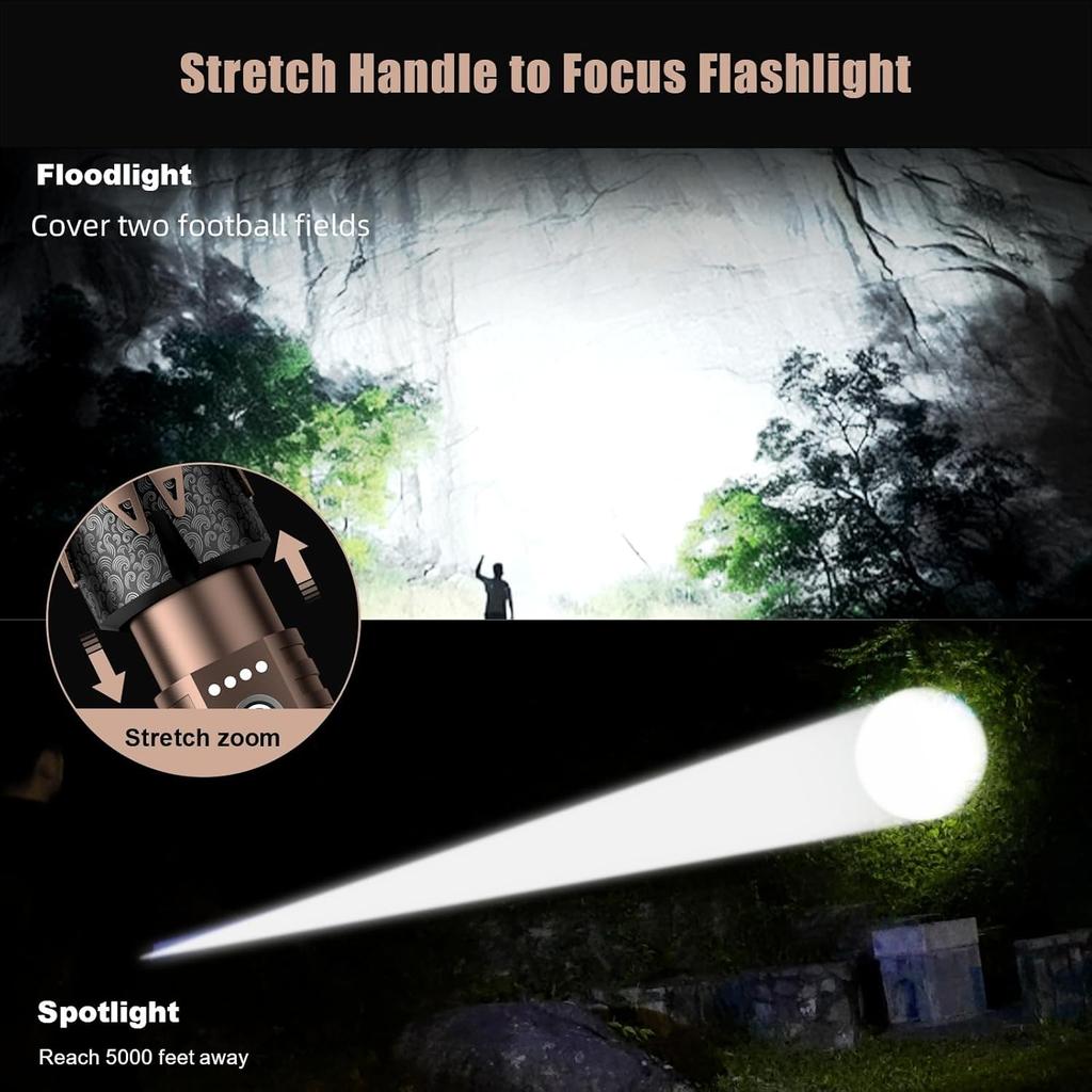 Super Bright Zoomable LED Flashlight SKYFIRE Rechargeable Powerful with Ignition Lens Zoomable Torchlight for Camping Hiking