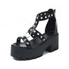 Mode 2025 Neue Punk Gothic Plateau-Sandalen Offene Zehen Schnalle Riemchen Damen Sommerschuhe Sexy Nieten Dicke Absätze Schuhe Drop Ship