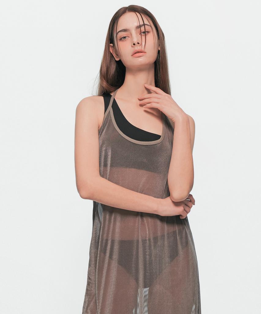 Yuum Velvet Mesh One-Piece Gray