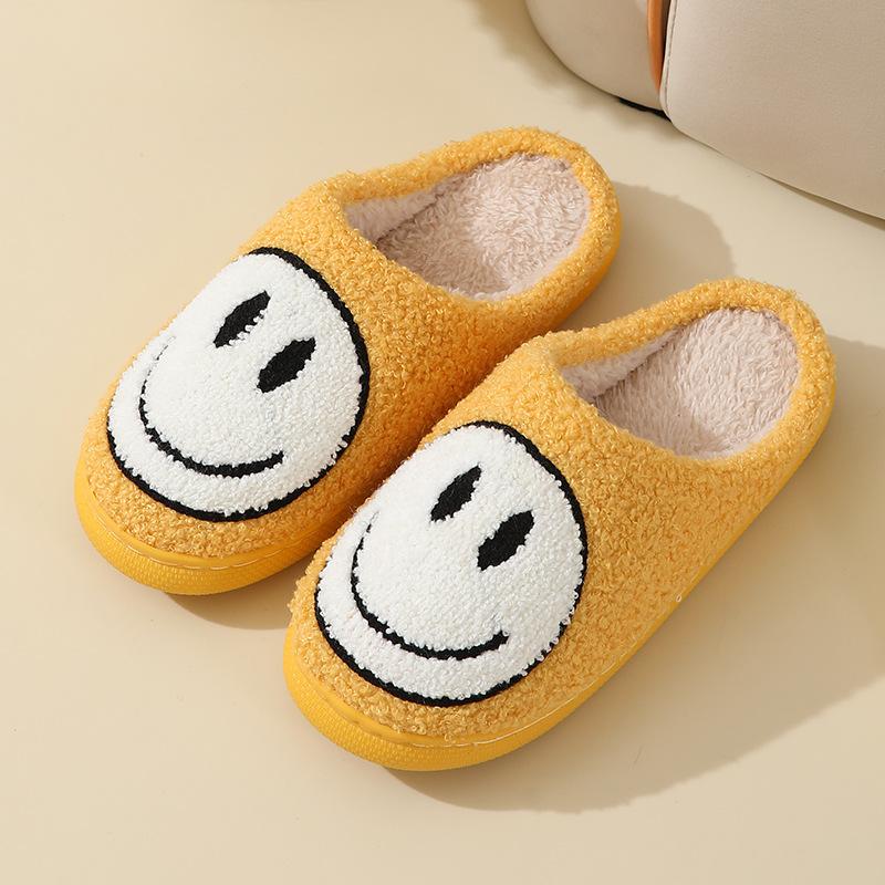 Cartoon smiley cotton slippers winter women's indoor home non-slip household autumn and winter warm slippers