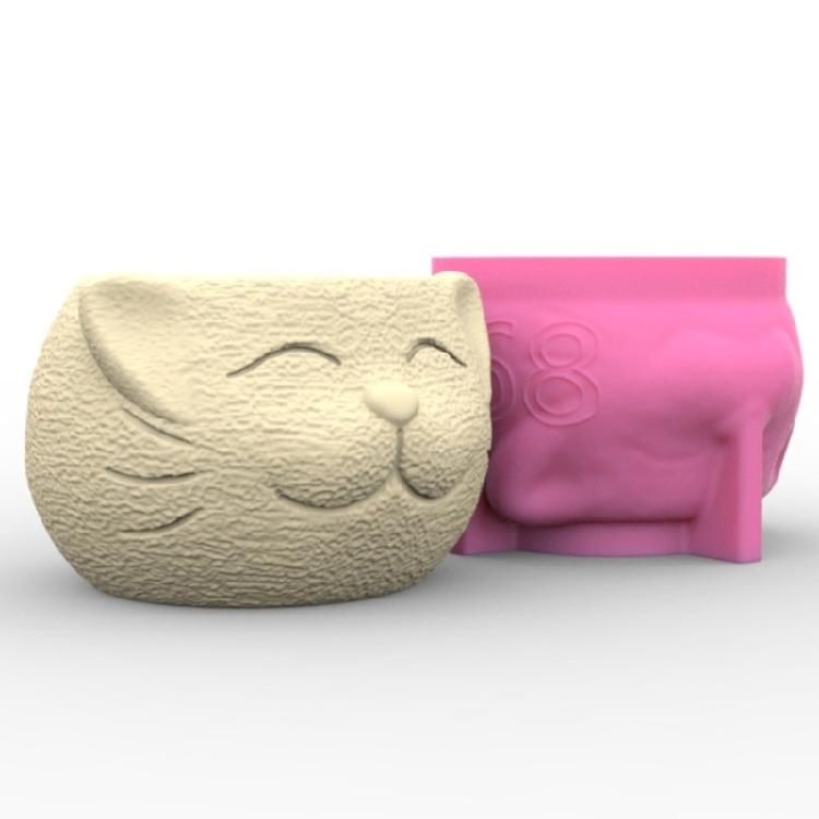 Soft Texture Cat Silicone Mould Epoxy Resin Plantpots Mould Storage Containers