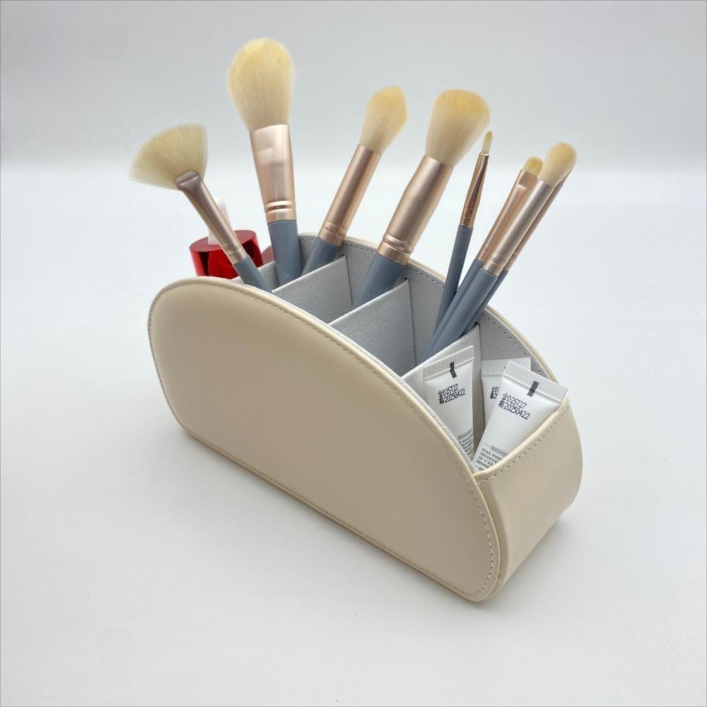 High Quality 5 Grid Remote Control Holder Multipurpose PU Leather Cosmetics Brush Storage Holder Stationery Organizer Case