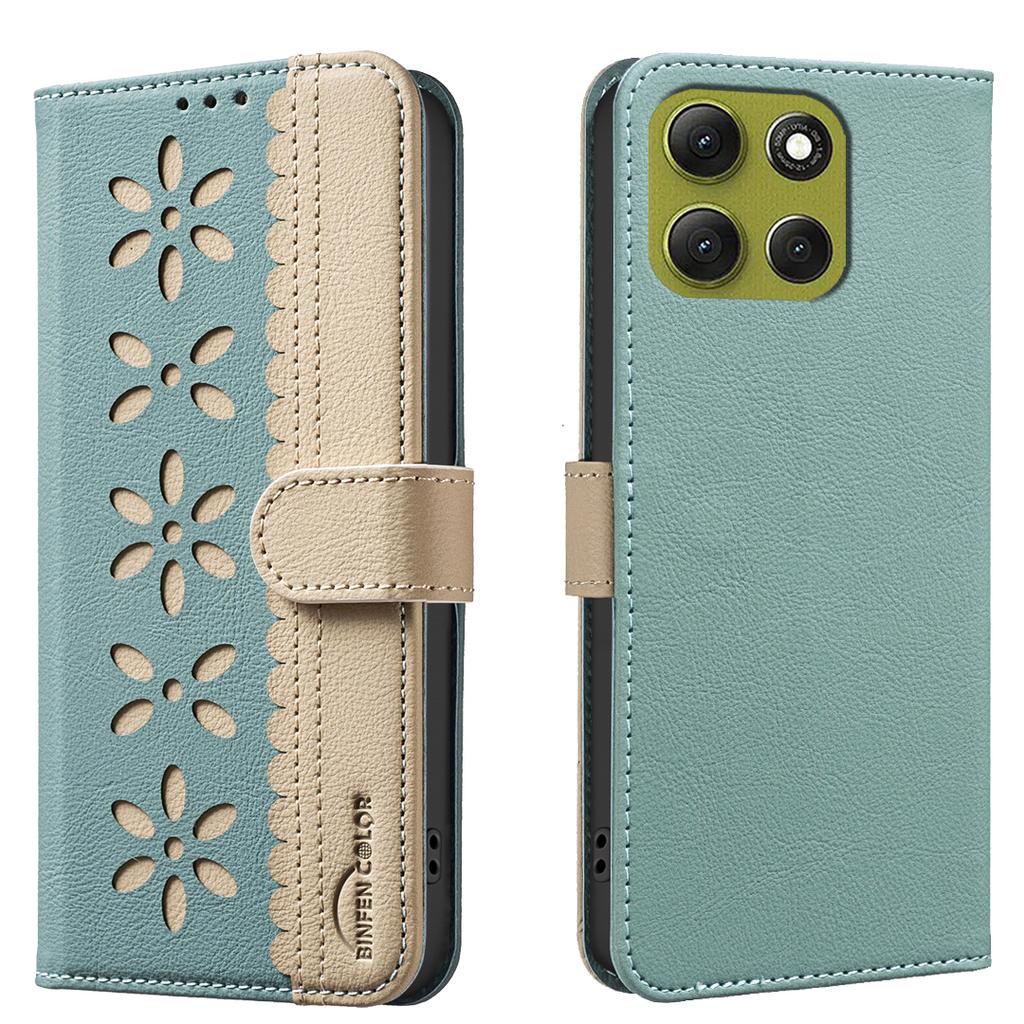 For Motorola Moto G86 5G Leather Case BINFEN COLOR BF36 Floral Pattern Phone Cover RFID Blocking Wallet Stand