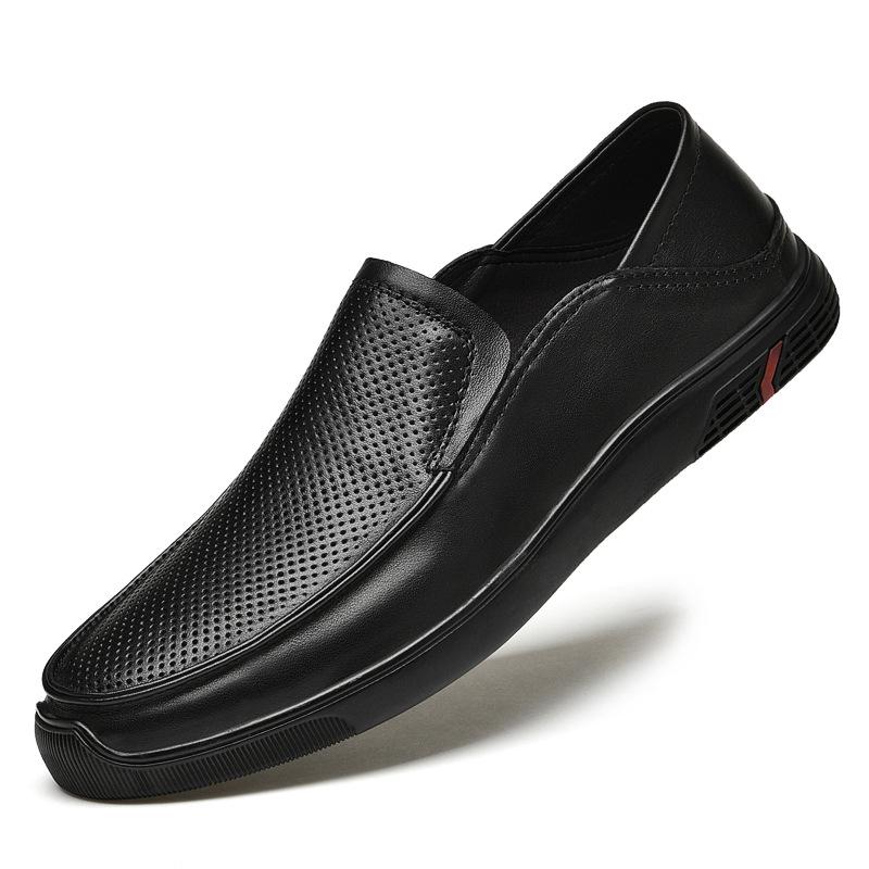 Four Seasons Men s Formal & Casual Leather Shoes - Hollow Cowhide, Round Toe, Soft Sole 39