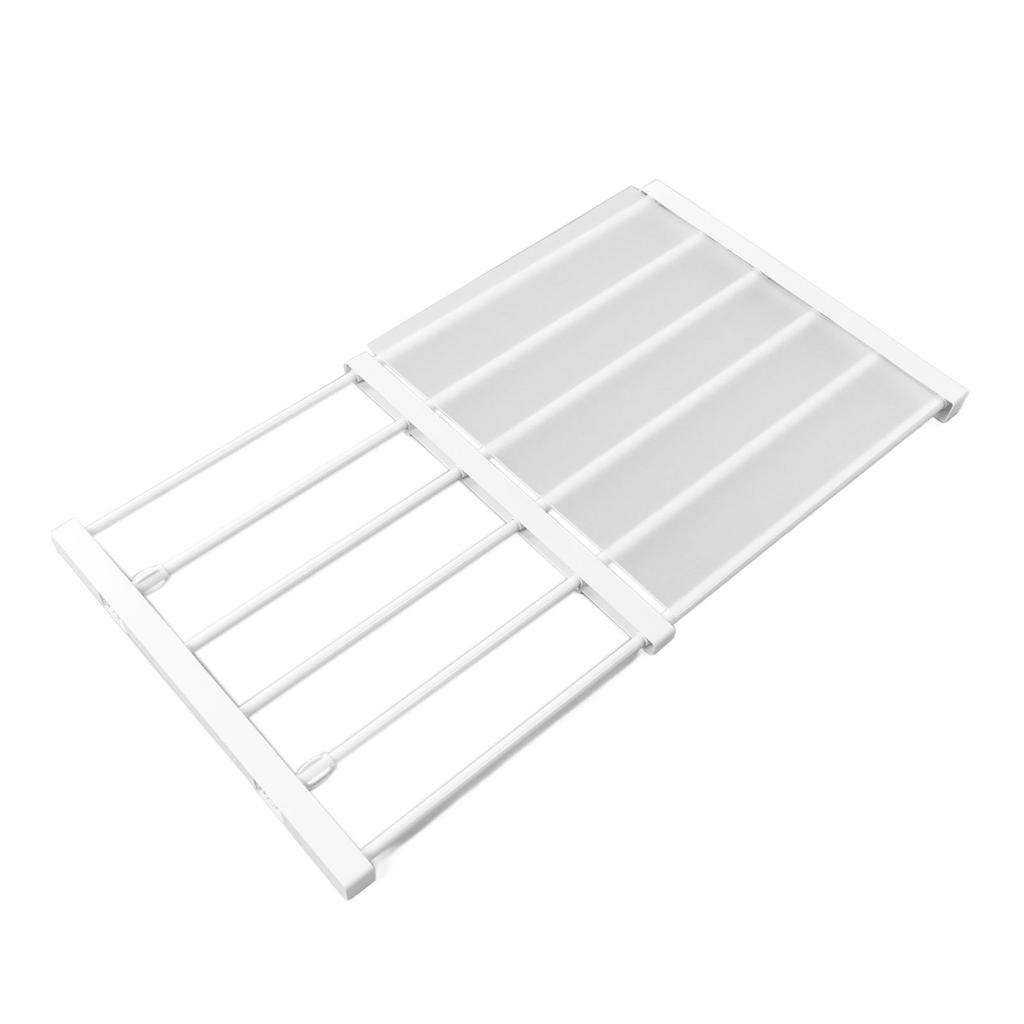 Tension Rod Shelf Adjustable Length Space Saving Nail Free Expandable Closet Shelf for Cabinet