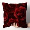 VIKAMA Red Peony Flower Christmas Decorative Pillow Cover Soft Throw Cushion Case for Sofa Bedroom Home 18x18 Inch