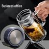 Custom Engraved Double-Layer Borosilicate Glass Tea Cup with Screw Cap