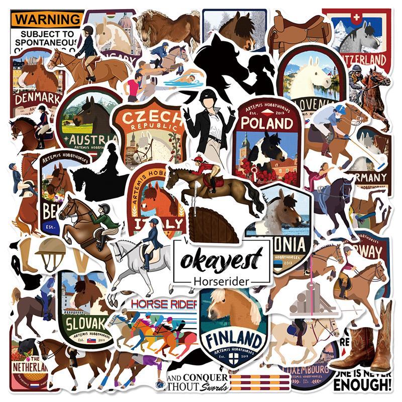 50Pcs Cartoon Cute Galloping Horse Pony Graffiti Stickers Waterproof Decals For Fridge Guitar Laptop Motorcycle Skateboard Toy