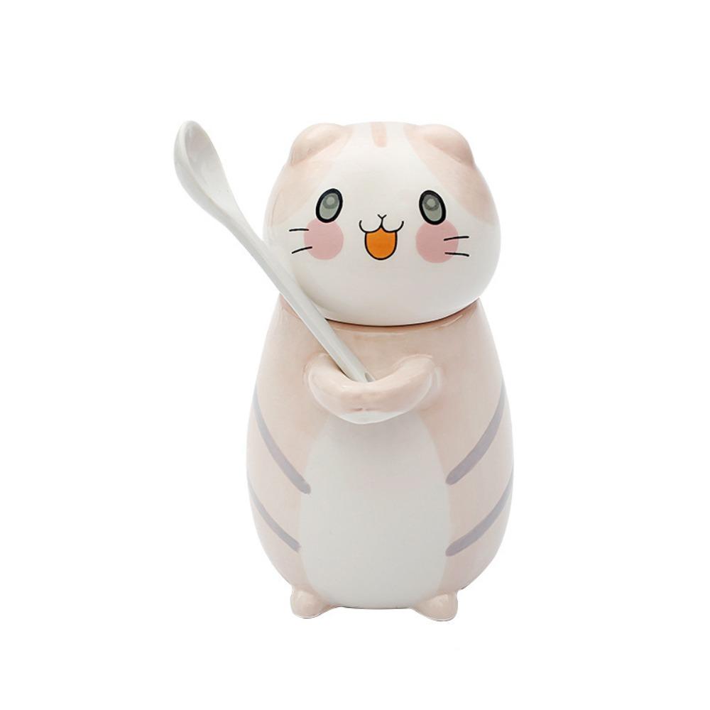 Capped Mug Cat Coffee Mug With Spoon Coffee Pots Cute Milk Tea Cups  Water