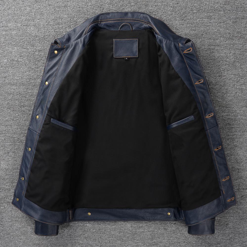 Classic 506 Style Genuine Cow Leather Jacket For Men Blue Black Natural Goatskin Coat Man  Slim Fit Soft Male Clothes Autumn