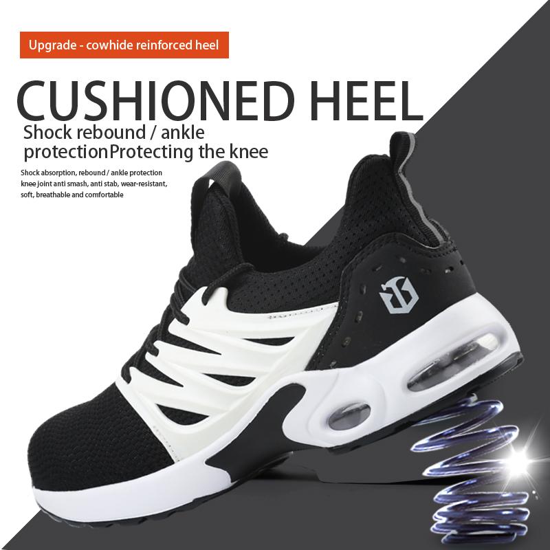 Lekkie buty robocze z poduszką powietrzną dla mężczyzn i kobiet, oddychające sneakersy robocze, buty ze stalowym noskiem, ochrona stóp przed przebiciem