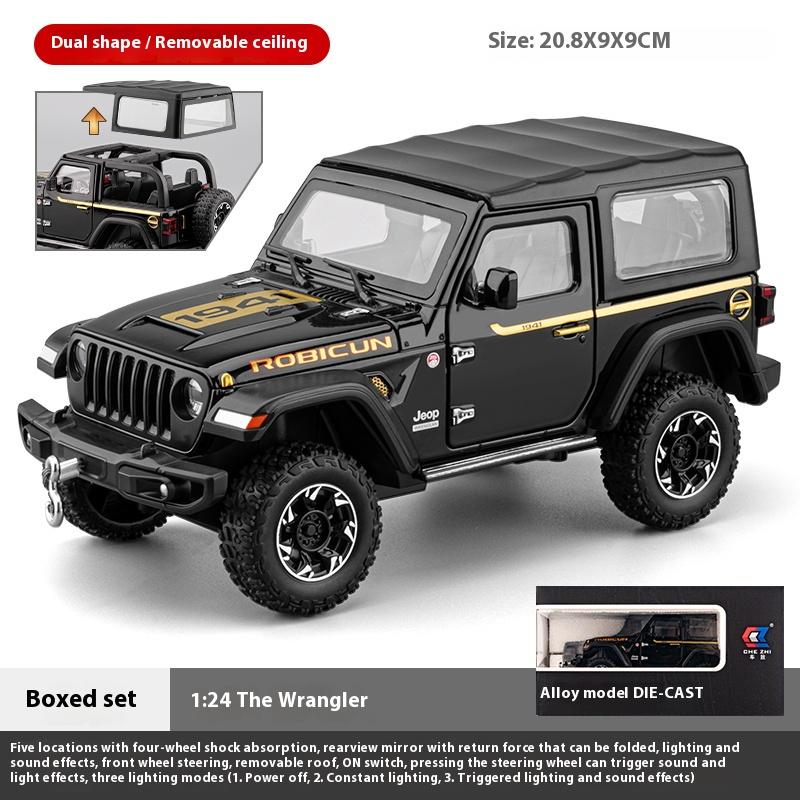 1/24 Alloy Die-cast Wrangler Off-road Vehicle Model Simulation Sound and Light Tire Shock Absorption Children's Toy Ornaments