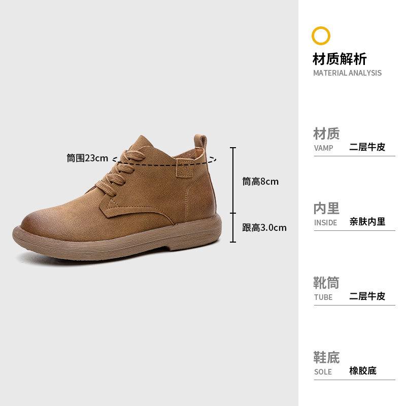 2025 new winter Korean version solid-color leather Martin boots women's thick heel retro casual short boots versatile boots