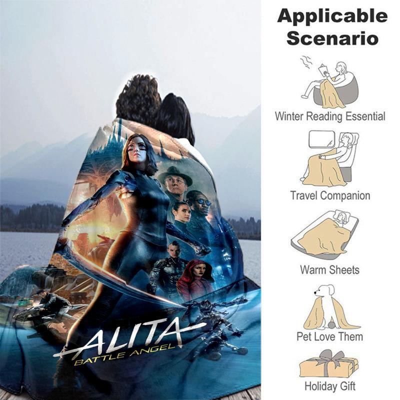 1pc Alita Battle Angel Print Blanket Soft Bedding Sofa Bedroom Home Decor Fan Goods Q12